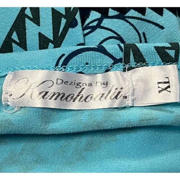 Kamohoalii Blue Black Cold Shoulder Top Size XL Extra Large Hawaiian  Scoop ECU - Picture 7 of 8